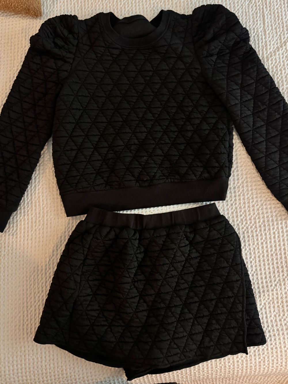 Black puffy sleeve skort and top set